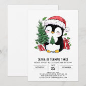 Whimsical Snowflake Penguin Digitale Verjaardag Kaart (Voorkant / Achterkant)