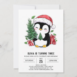 Whimsical Snowflake Penguin Digitale Verjaardag Kaart