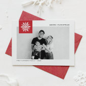 Whimsical Snowflake Red Merry Christmas Photo Feestdagenkaart