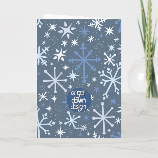 Whimsical Snowflake Wenskaart in Blues Kaart (Achterkant)