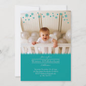 Whimsical Snowflakes Birthday Photo Invitation Kaart (Voorkant)