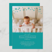Whimsical Snowflakes Birthday Photo Invitation Kaart (Voorkant / Achterkant)