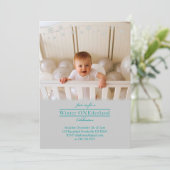 Whimsical Snowflakes Birthday Photo Invitation Kaart (Staand voorkant)