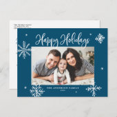 Whimsical Snowflakes Blue Prettige feestdagen Foto (Voorkant / Achterkant)