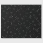 Whimsical Snowflakes Christmas Pattern Black Cadeaupapier (Vlak)