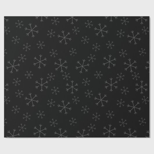 Whimsical Snowflakes Christmas Pattern Black Cadeaupapier (Vlak)