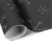 Whimsical Snowflakes Christmas Pattern Black Cadeaupapier (Rol Hoek)