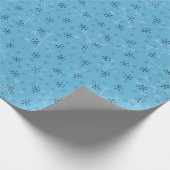 Whimsical Snowflakes Christmas Pattern Blue Cadeaupapier (Hoek)