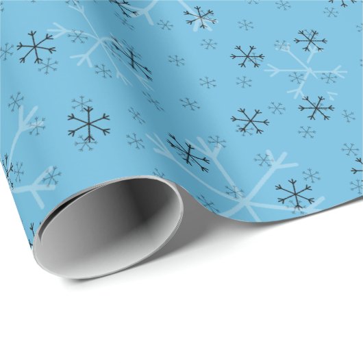 Whimsical Snowflakes Christmas Pattern Blue Cadeaupapier (Rol Hoek)