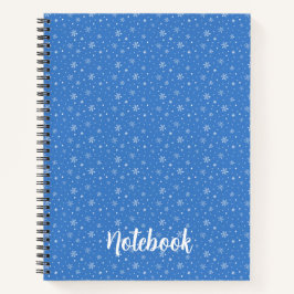 Whimsical Snowflakes handgetekende blauwe patroon Notitieboek