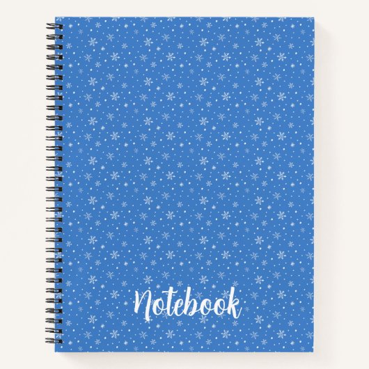 Whimsical Snowflakes handgetekende blauwe patroon Notitieboek (Voorkant)