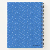 Whimsical Snowflakes handgetekende blauwe patroon Notitieboek (Achterkant)