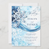 Whimsical Snowflakes Moderne Elegante Winter Weddi Kaart (Voorkant)