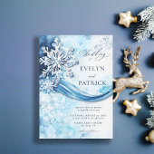 Whimsical Snowflakes Moderne Elegante Winter Weddi Kaart