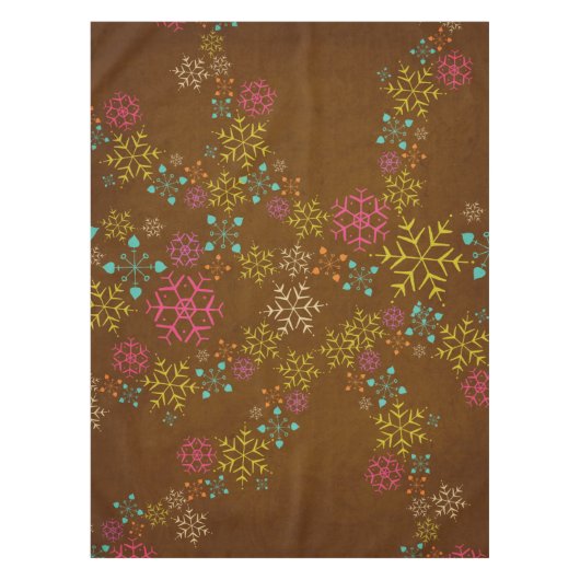 Whimsical Snowflakes op bruine tablet Tafelkleed (Voorkant)