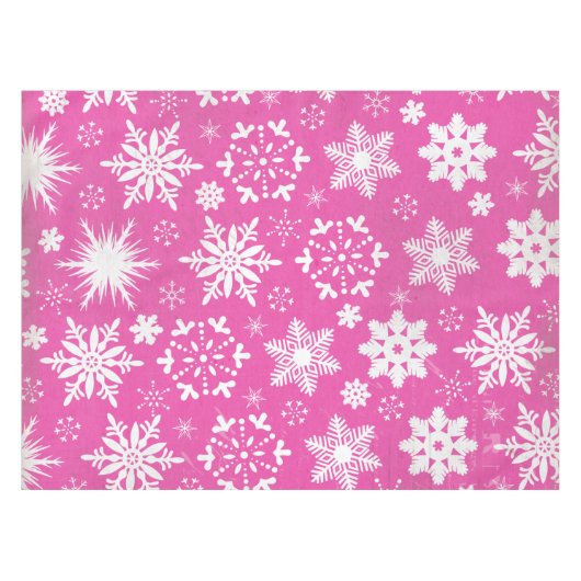 Whimsical Snowflakes op PinkTablecloth Tafelkleed (Voorkant (Horizontaal))
