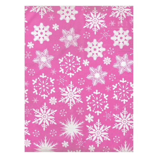 Whimsical Snowflakes op PinkTablecloth Tafelkleed (Voorkant)