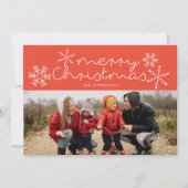 Whimsical Snowflakes Red Kerstfotokaart Feestdagenkaart (Voorkant)