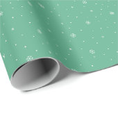 Whimsical Snowflakes Retro Kerstmispatroon Groen Cadeaupapier (Rol Hoek)