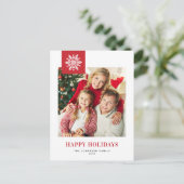 Whimsical Snowflakes Rode Vakantie Foto Briefkaart (Staand voorkant)