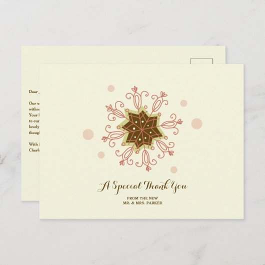 Whimsical Snowflakes Weddenschap Bedankt Briefkaart (Voorkant / Achterkant)