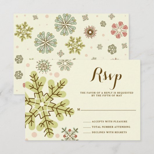 Whimsical Snowflakes Weddenschap RSVP (Voorkant / Achterkant)
