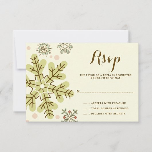 Whimsical Snowflakes Weddenschap RSVP Kaartje (Voorkant)
