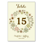 Whimsical Snowflakes Wedingstabel Number Kaart (Achterkant)