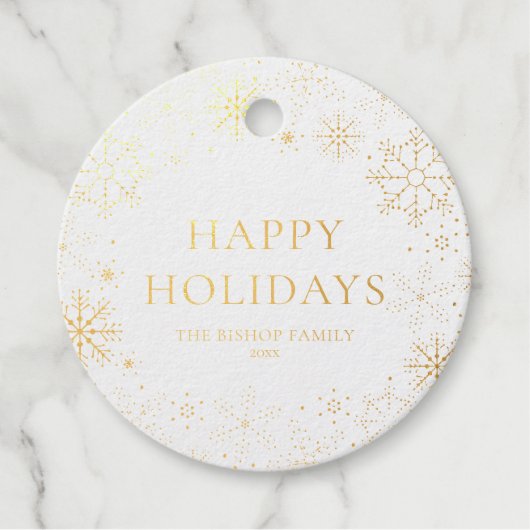 Whimsical Snowflakes Wreath Holiday Bedankjes Labels (Voorkant)