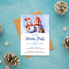 Whimsical Snowman & Cadeaus Holiday Party Feestdagenkaart