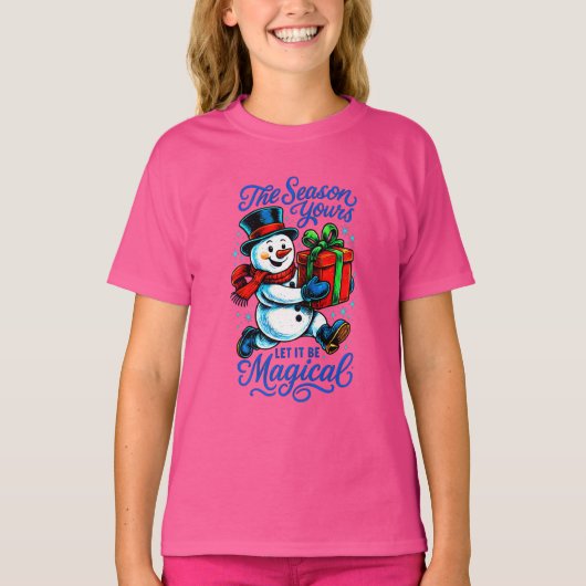 Whimsical Snowman Christmas Tee Festive Holiday T-shirt (Voorkant)