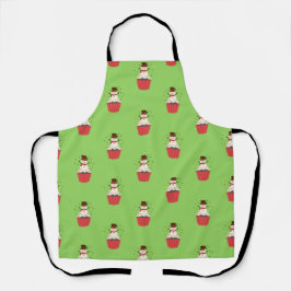 Whimsical Snowman Cupcake Apron Schort