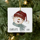 Whimsical Snowman Custom Photo Kerstmis Keramisch Ornament<br><div class="desc">Whimsical Snowman Custom Photo met kerstkeramisch Ornament - Schattige witte sneeuwpop is helemaal in zijn beste winterslaap verscheurd. Het belangrijkste is dat je schattige foto op de achterkant van het ornament staat. U kunt onze sjabloon van hoge kwaliteit eenvoudig aanpassen zodat u er zelf een kunt maken met onze ontwerptool....</div>