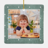 Whimsical Snowman Custom Photo Kerstmis Keramisch Ornament (Achterkant)