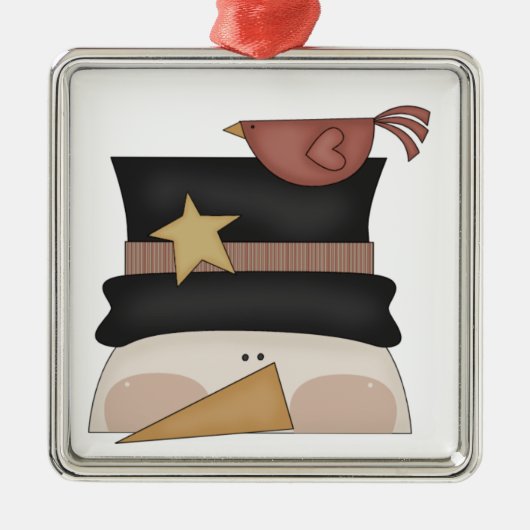 Whimsical Snowman en Cardinaal Friend Metalen Ornament (Voorkant)