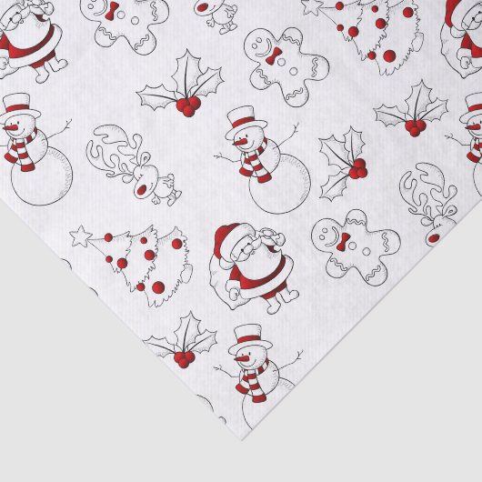 Whimsical Snowman en Santa Claus Tissuepapier (Detail)