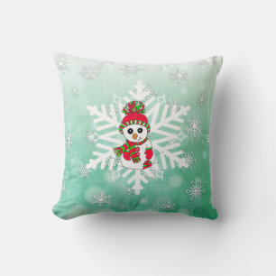 Whimsical Snowman en Snowflake Holiday Decor Kussen