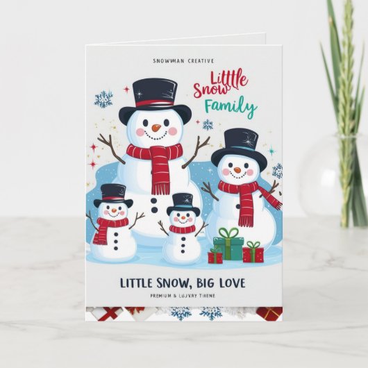 Whimsical Snowman Family of 4 Folded Christmas Kaart (Voorkant)