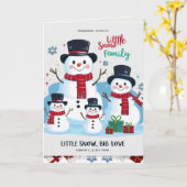Whimsical Snowman Family of 4 Folded Christmas Kaart (Gele Bloem)