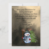 Whimsical Snowman & Forest Friends Vakantie Kaart (Achterkant)