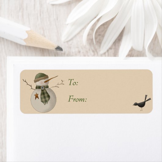Whimsical Snowman Gift Labels (Insitu)