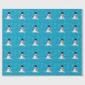 Whimsical Snowman glimlachen met Red Scarf op BLUE Cadeaupapier (Vlak)