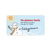 Whimsical Snowman Holiday Cheers Kerstadres Etiket (Voorkant)