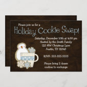 Whimsical Snowman Holiday Cookie Swap-uitnodiginge Kaart (Voorkant / Achterkant)