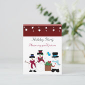 Whimsical Snowman Holiday Party Kaart (Staand voorkant)