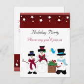 Whimsical Snowman Holiday Party Kaart (Voorkant / Achterkant)