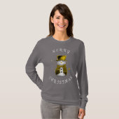 Whimsical Snowman in Gold Merry Christmas  T-shirt (Voorkant volledig)