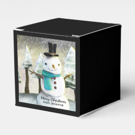 Whimsical Snowman in Winter Kerstmis Scene Bedankdoosjes