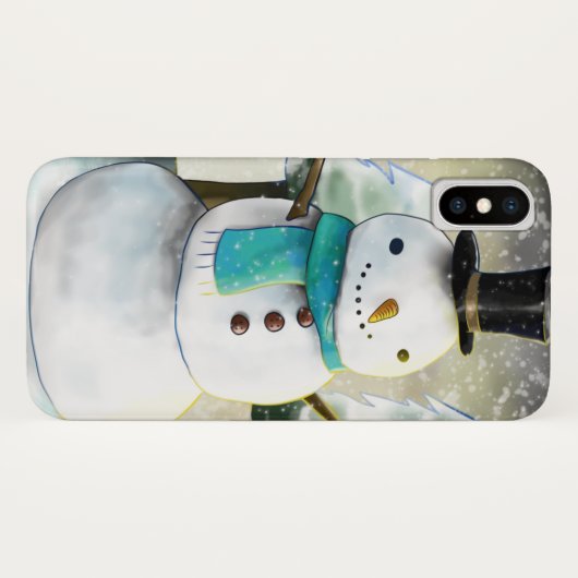 Whimsical Snowman in Winter Kerstmis Scene Case-Mate iPhone Case (Achterkant (horizontaal))