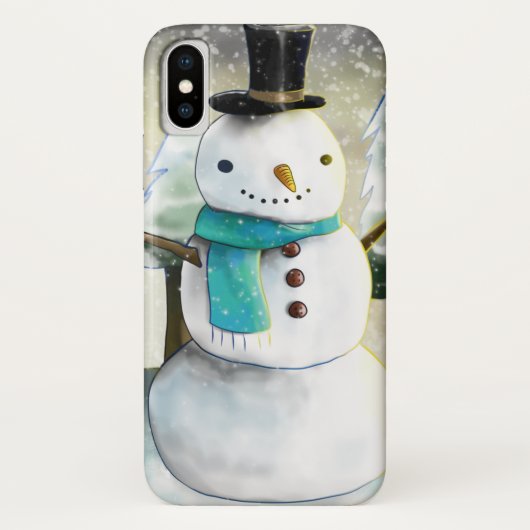 Whimsical Snowman in Winter Kerstmis Scene Case-Mate iPhone Case (Achterkant)
